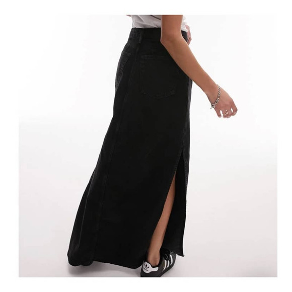 Topshop black denim maxi skirt - Picture 3 of 9
